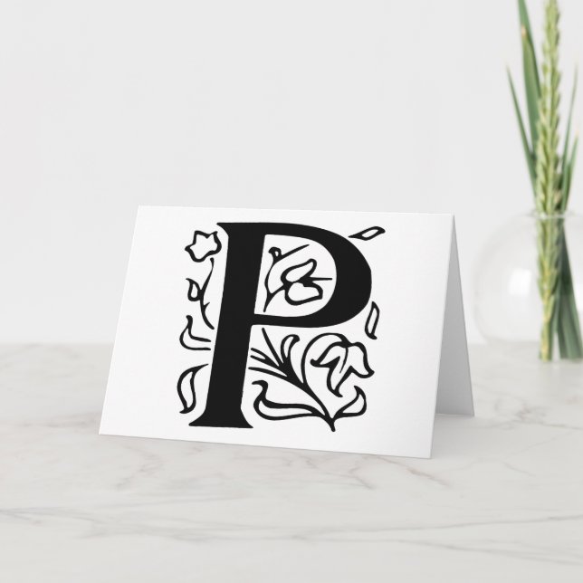 Fancy Letter P Note Card (Front)