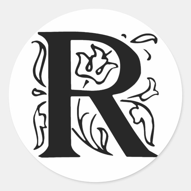 Fancy Letter R Classic Round Sticker (Front)