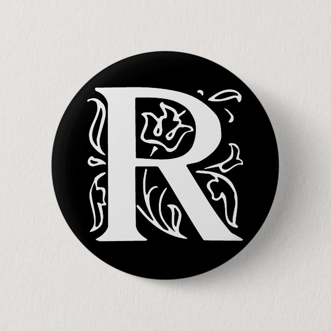 Fancy Letter R Pinback Button (Front)