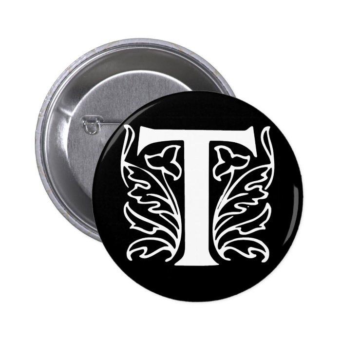 Fancy Letter T Pinback Button