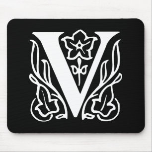 Fancy Letter V Mouse Pad