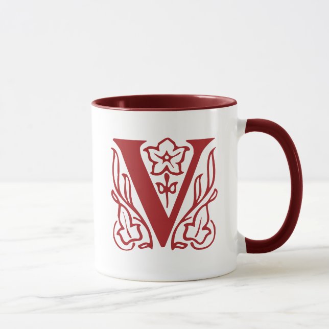 Fancy Letter V Mug (Right)