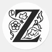 Large Letter Z Stickers 1.5 Round
