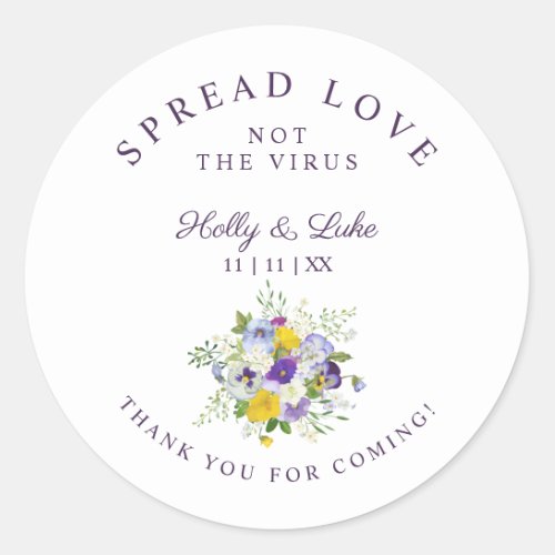 Fancy Lilac  Yellow Shades Floral Bouquet Wedding Classic Round Sticker