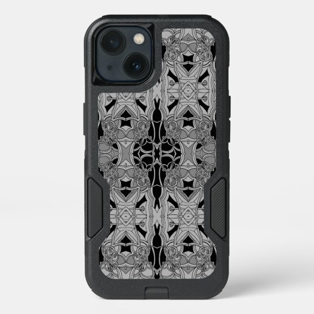 Fancy Line Art Black And White Design Otterbox iPhone Case (Back)