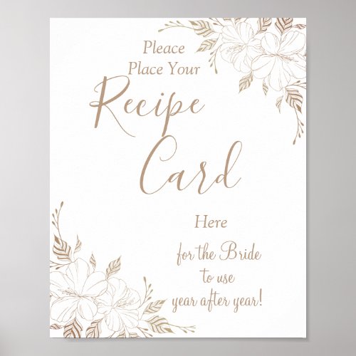 Fancy Lines Recipe Cards bridal shower game sign