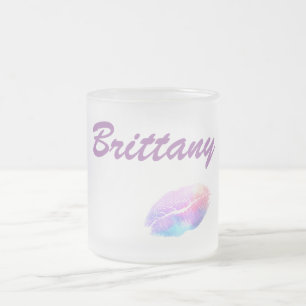 Fancy lipstick print frosted glass coffee mug