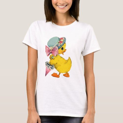 Fancy Little Vintage Easter Chick wHat  Umbrella T_Shirt