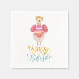Fancy Llama Birthday Paper   Napkins