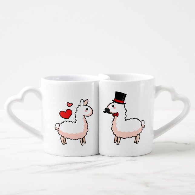 Fancy Llama & Little Llama Coffee Mug Set (Front Nesting)
