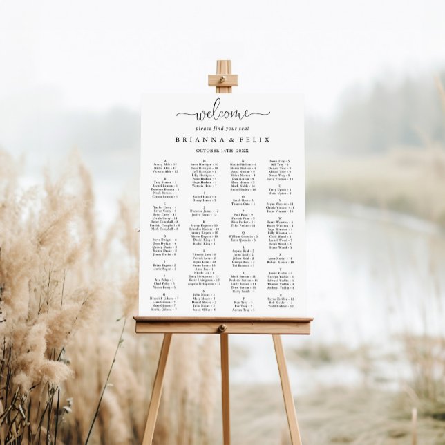 Fancy Love Script Alphabetical Seating Chart (Creator Uploaded)
