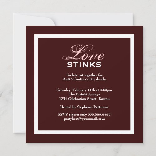 Fancy Love Stinks Anti_Valentines Day Party Invitation