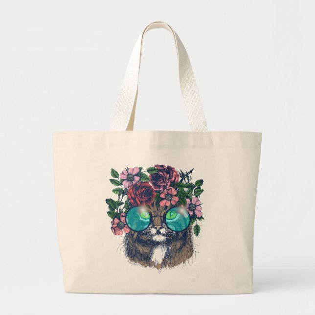 Fancy Maine Coon Large Tote Bag (Front)