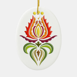 Fancy Mantle Embroidery - Hungarian Folk Art Ceramic Ornament