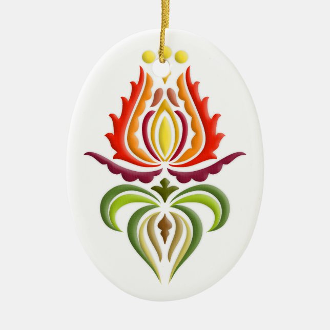 Fancy Mantle Embroidery - Hungarian Folk Art Ceramic Ornament (Front)