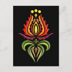 Fancy Mantle Embroidery - Hungarian Folk Art Postcard