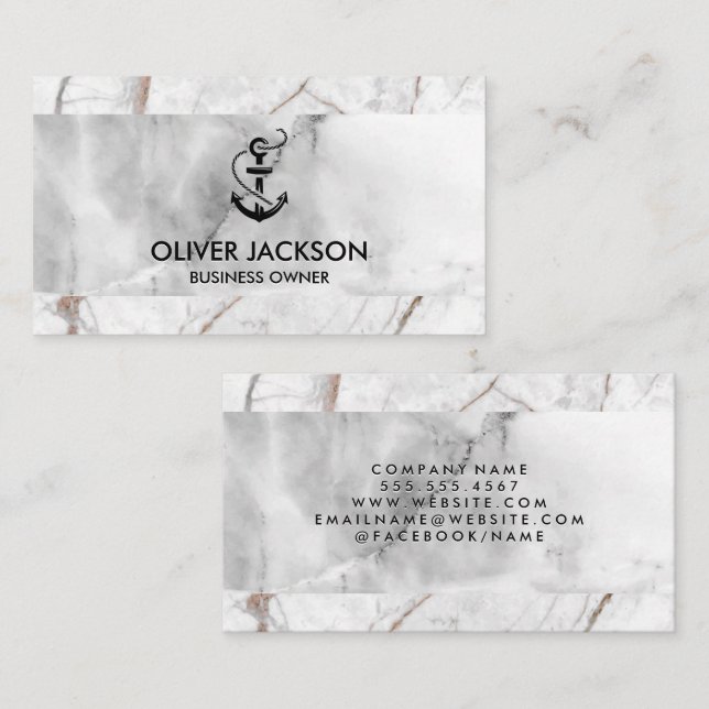 Fancy Marble | Anchor Icon Business Card (Front/Back)