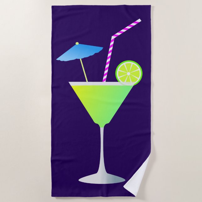 Fancy Margarita Cocktail Night Life Beach Towel (Front)