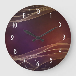 Fancy Maroon Background with Wispy Gold Accents Large Clock