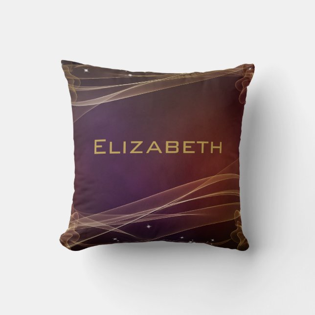 Fancy Maroon Background with Wispy Gold Accents Throw Pillow (Front)