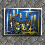 Fancy Menorah with Greenery Foil Holiday Card<br><div class="desc">Fancy Menorah with Greenery</div>