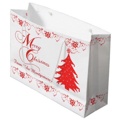 Fancy Merry Christmas Tree Custom Large Gift Bag