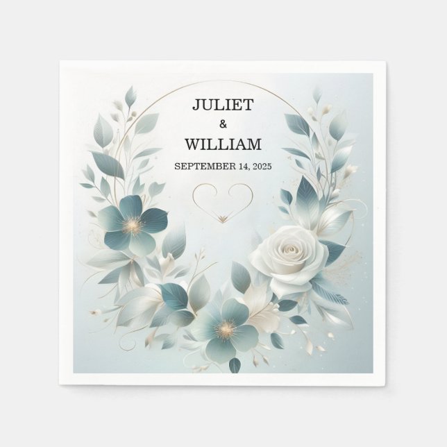 Fancy Metal Glam Shiny High End Silver Wedding Napkins (Front)