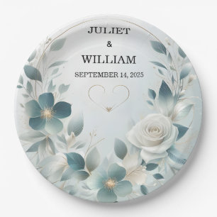 Fancy Metal Glam Shiny High End Silver Wedding Paper Plates