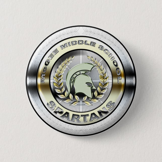 Fancy Metallic Spartan Logo #1 Pinback Button (Front)
