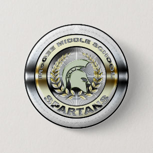 Fancy Metallic Spartan Logo #1 Pinback Button