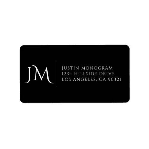 Fancy Modern Black  White Return Address Label