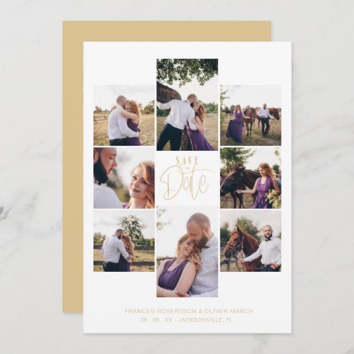 Fancy Modern Chic Collage 6 Photos Couple Save The Date
