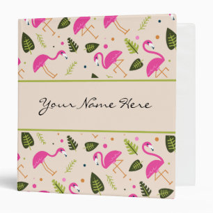 Fancy Modern Hot Pink Flamingos Wedding Theme Binder