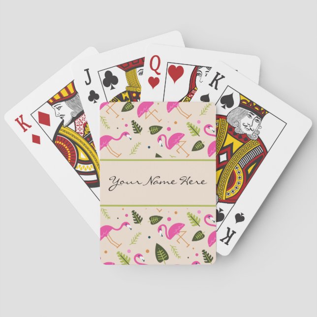 Fancy Modern Hot Pink Flamingos Wedding Theme Poker Cards (Back)