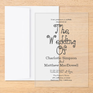 Fancy Modern Minimal Wedding Petite Acrylic Invitation