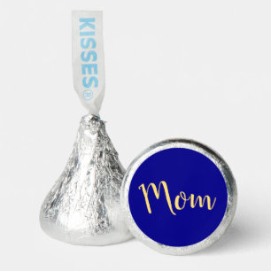 Fancy MOM Text Elegant Royal Blue Background Hershey®'s Kisses®