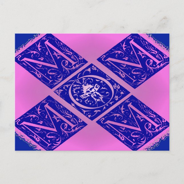 Fancy Mom Text in Blue and Purple Postcard (Front)