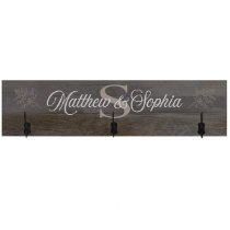 Fancy Monogram and Scripted Barnwood Coat Rack