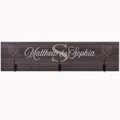 Fancy Monogram and Scripted Salt Oak Coat Rack (Front)
