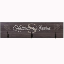 Fancy Monogram and Scripted Salt Oak Coat Rack