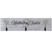 Fancy Monogram and Scripted Wooden Coat Rack (Front)