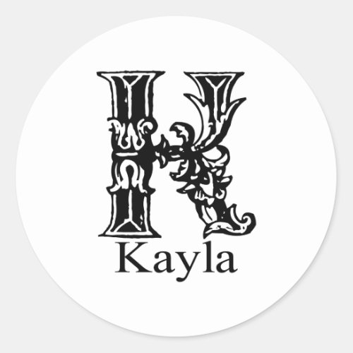 Fancy Monogram Kayla Classic Round Sticker