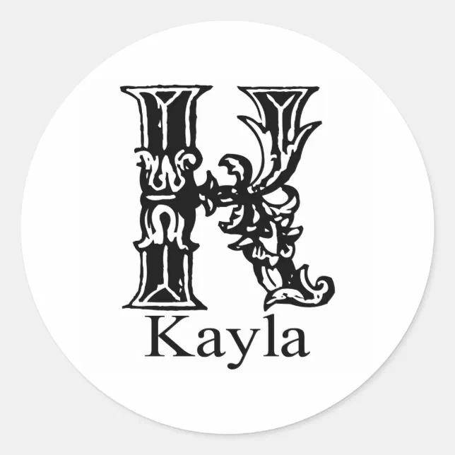 Fancy Monogram: Kayla Classic Round Sticker | Zazzle