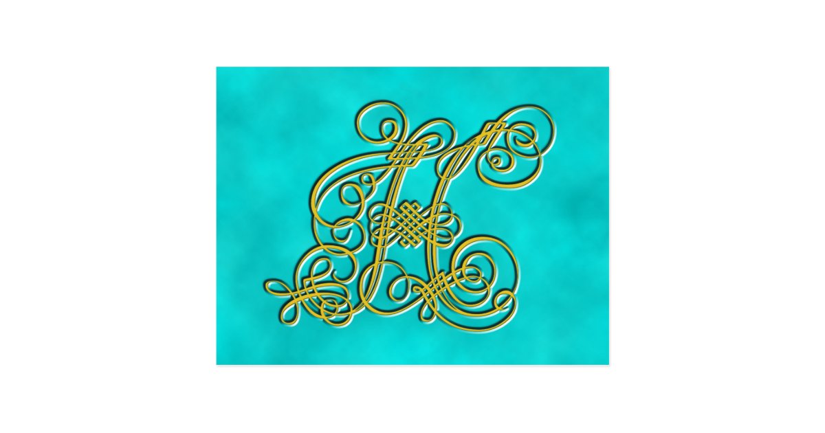 Fancy Monogram Letter H, Customize Color Postcard | Zazzle.com