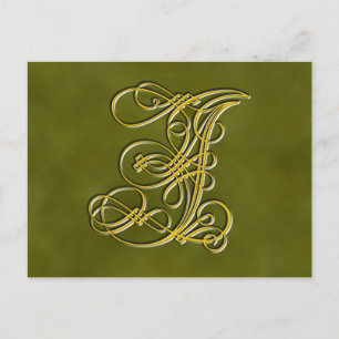 Fancy Monogram Letter I, Customize Color Postcard