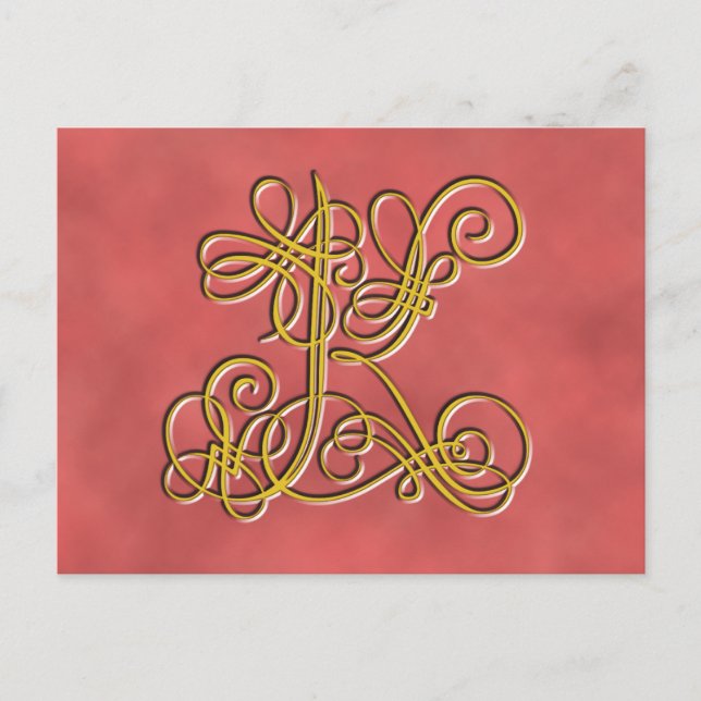 Fancy Monogram Letter K, Customize Color Postcard (Front)