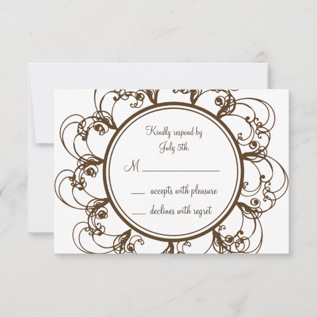 Fancy Monogram RSVP (chocolate) Card (Front)