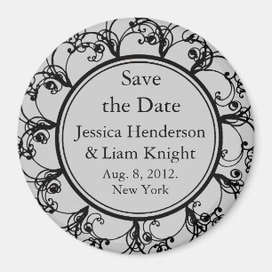 Fancy Monogram Save the Date Magnet gray