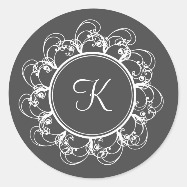 Fancy Monogram Sticker (gray) (Front)