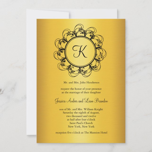 Fancy Monogram Wedding Invitation (Front)